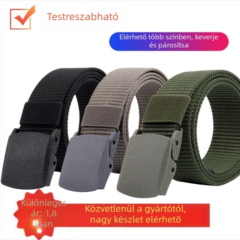 Vászonöv műanyag csattal, snap-zárás, széles (>4 cm), személyes trend stílus