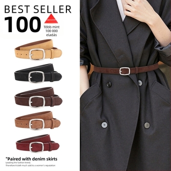 Split bőrből készült öv, cink ötvözetű tűcsattal, 2-4 cm szélesség, sokoldalú, egyszerű, könnyed luxus stílus