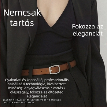 Split bőrből készült öv, cink ötvözetű tűcsattal, 2-4 cm szélesség, sokoldalú, egyszerű, könnyed luxus stílus