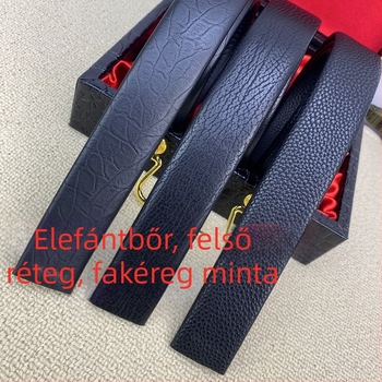 Férfi öv automata csattal, karcolásálló mikroszálas szalag felső bőrszövet mintázattal; Anyag: műbőr; Csatt anyaga: ötvözet; Záró mód: automata csatt; Szélesség: 2-4 cm