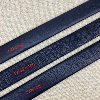 Férfi öv automata csattal, karcolásálló mikroszálas szalag felső bőrszövet mintázattal; Anyag: műbőr; Csatt anyaga: ötvözet; Záró mód: automata csatt; Szélesség: 2-4 cm