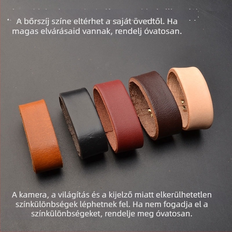 Bőr övgyűrű – valódi bőr, elsőréteg marhabőr, réz csattal, tűs zárású, kézzel készített