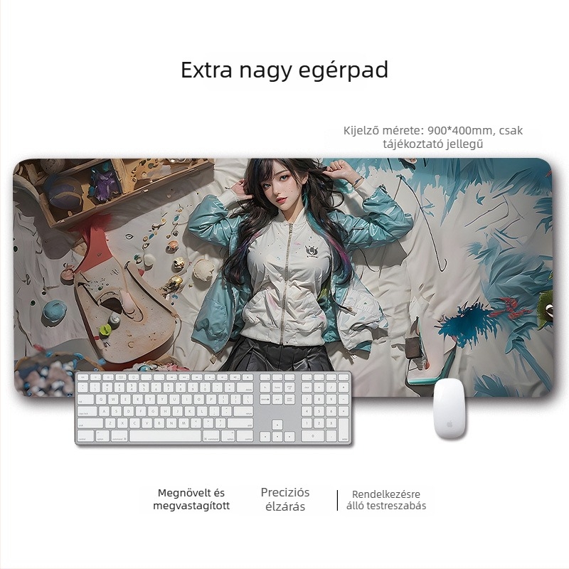 Nagy vastag egérpad megerősített éllel – csúszásmentes, irodai használatra