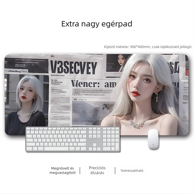 Nagy vastag egérpad megerősített éllel – csúszásmentes, irodai használatra