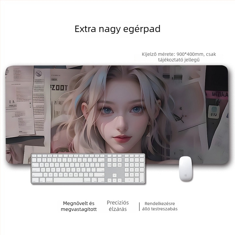 Nagy vastag egérpad megerősített éllel – csúszásmentes, irodai használatra