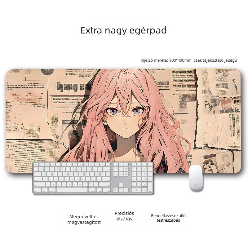 Nagy vastag egérpad megerősített éllel – csúszásmentes, irodai használatra