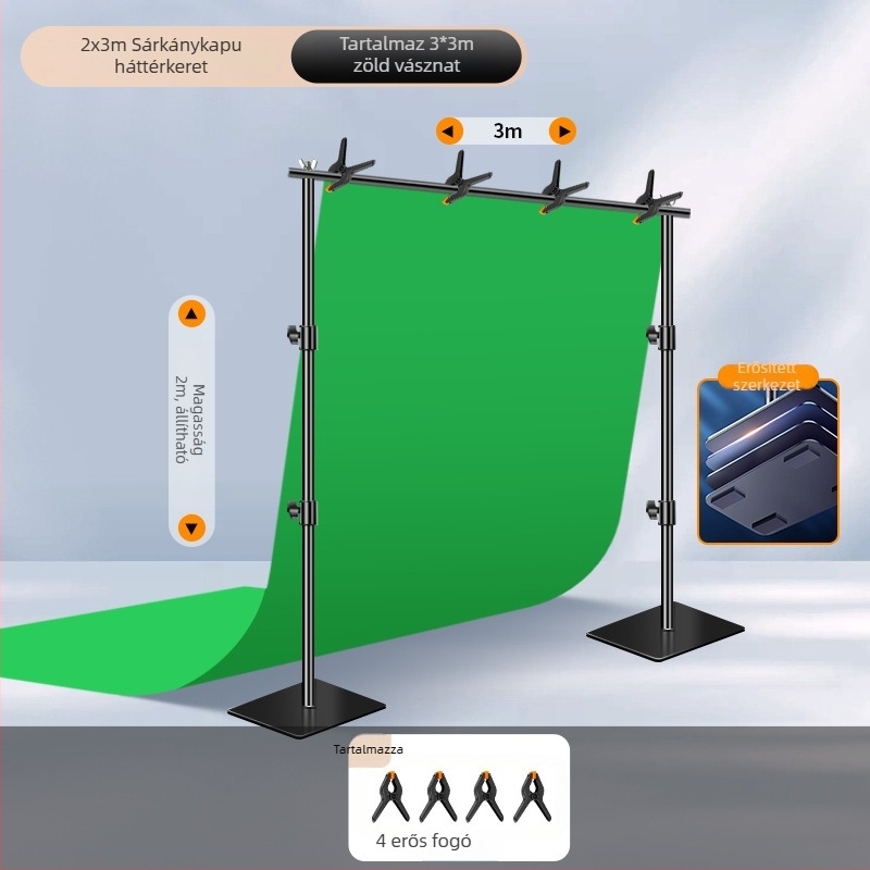 Extreme Shadow Háttérállvány Chromakey háttérrel termékfotózáshoz — vas és ABS szerkezet