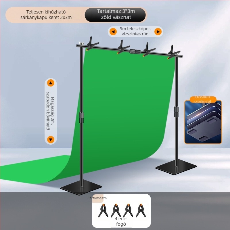 Extreme Shadow Háttérállvány Chromakey háttérrel termékfotózáshoz — vas és ABS szerkezet
