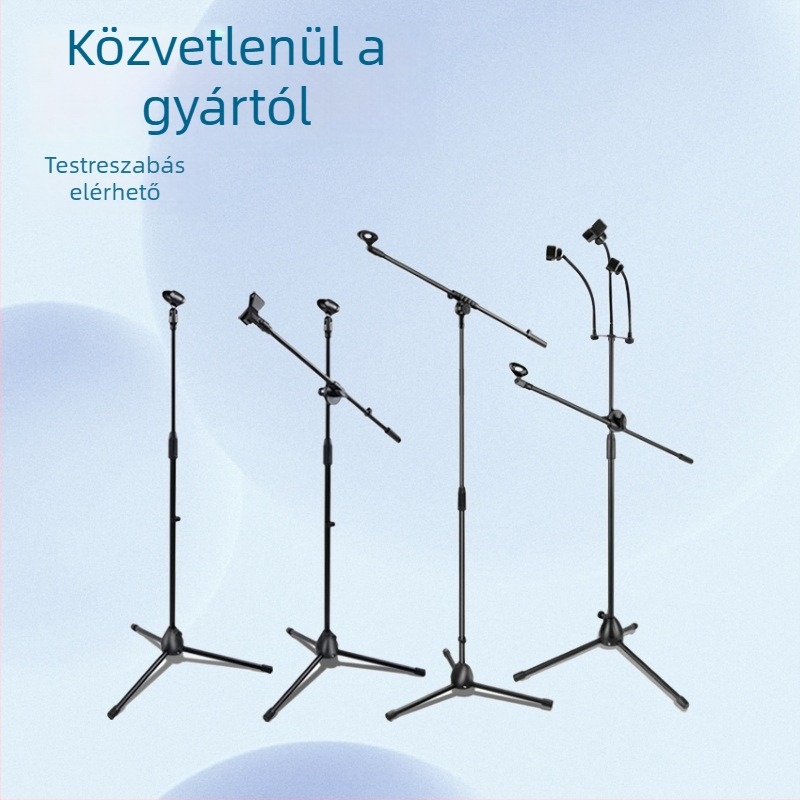 Mikrofonállvány, háromlábú, padlóra álló, vertikális kereszttartóval, modell 103