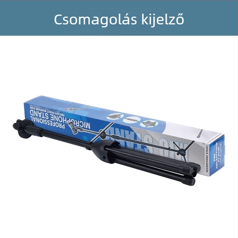 Mikrofonállvány, háromlábú, padlóra álló, vertikális kereszttartóval, modell 103