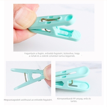 Szárító klipek | műanyag, XC001 modell, Lazy Snail Márka, paplanokhoz, alsóneműkhöz, zoknikhoz, ingekhez