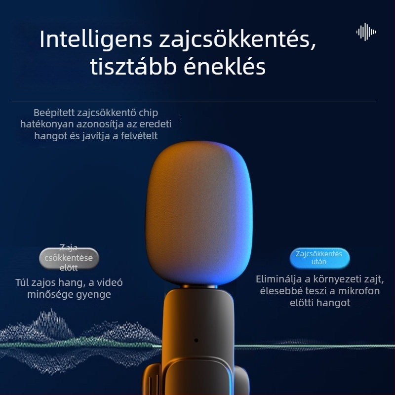 Kábeles lavalier mikrofon kapacitív kapszulával, SNR ≥ 60 dB, beépített akkumulátor nélküli