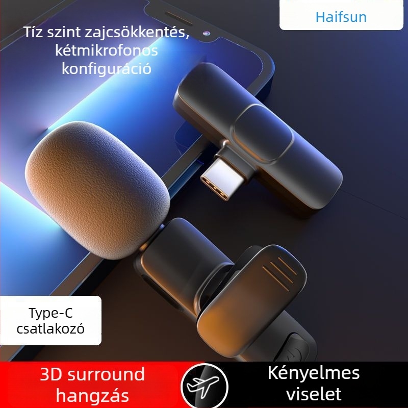 Kábeles lavalier mikrofon kapacitív kapszulával, SNR ≥ 60 dB, beépített akkumulátor nélküli