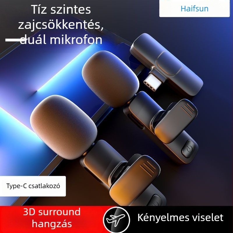 Kábeles lavalier mikrofon kapacitív kapszulával, SNR ≥ 60 dB, beépített akkumulátor nélküli