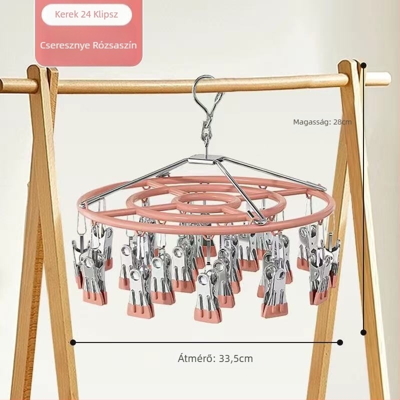 Kör alakú rozsdamentes acél zokiszárító állvány 26 csattal, 028-as modell, könnyű luxus dizájn