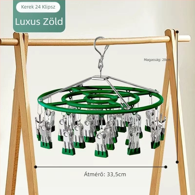 Kör alakú rozsdamentes acél zokiszárító állvány 26 csattal, 028-as modell, könnyű luxus dizájn