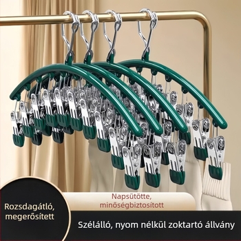 Rozsdamentes acél szárító klipek – többklipszes kialakítás zoknira és alsóneműre, szélálló, nyom nélküli, 4822 modell