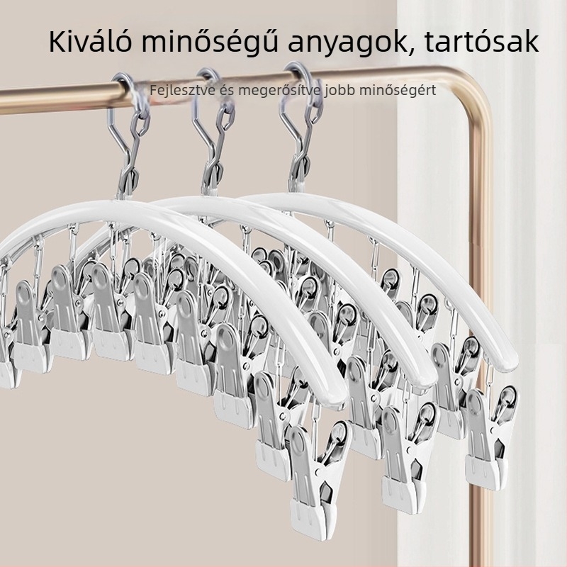 Rozsdamentes acél szárító klipek – többklipszes kialakítás zoknira és alsóneműre, szélálló, nyom nélküli, 4822 modell