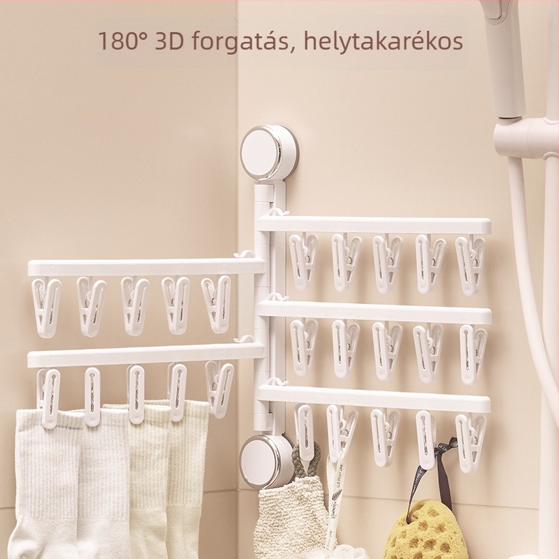 Egarda Műanyag szívókorongos ruhaszárító klipek – falra szerelhető, összecsukható, 20 darab, ruhákhoz