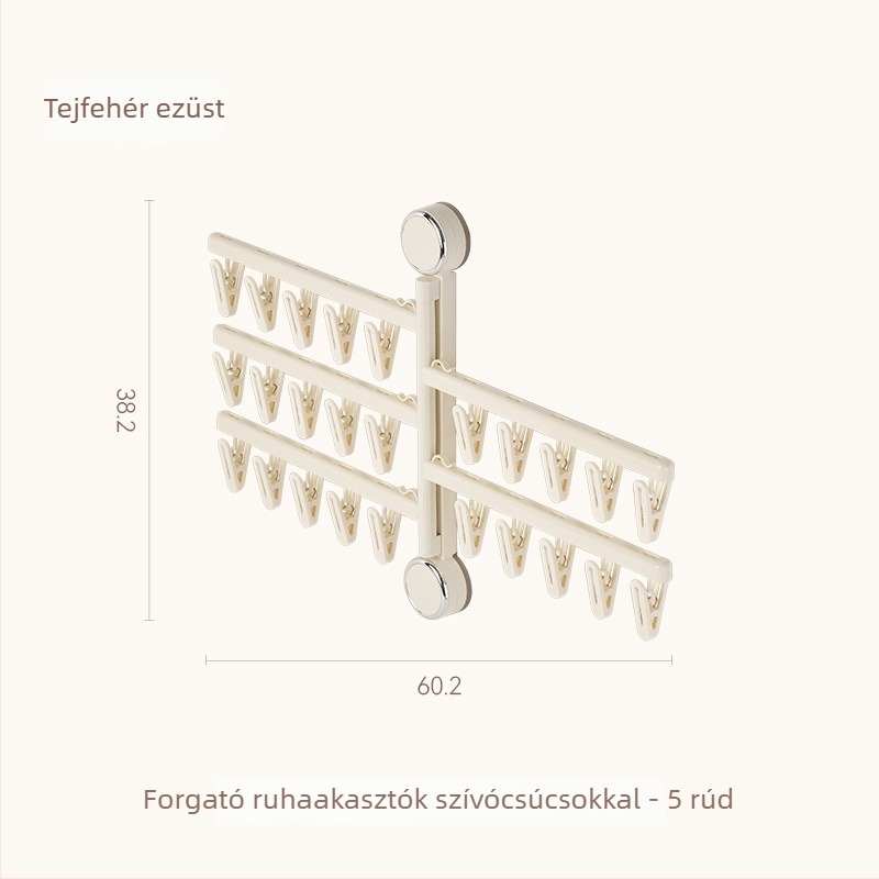 Egarda Műanyag szívókorongos ruhaszárító klipek – falra szerelhető, összecsukható, 20 darab, ruhákhoz