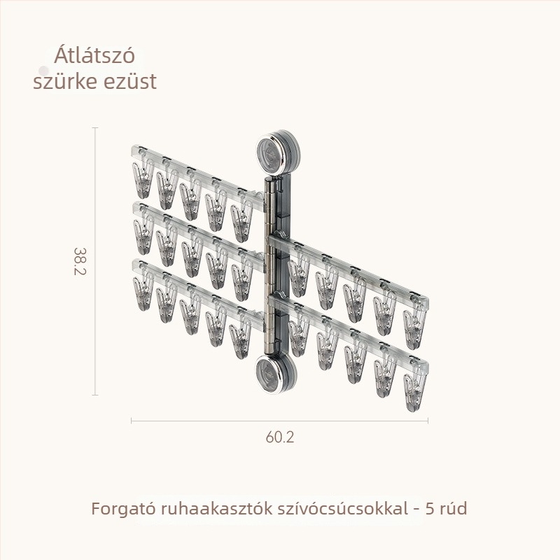 Egarda Műanyag szívókorongos ruhaszárító klipek – falra szerelhető, összecsukható, 20 darab, ruhákhoz