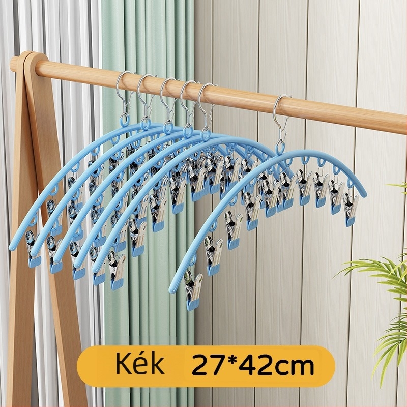 Szárító klipek – fémből, 10 klipek félkör alakú dippelő dizájnnal; csomagolás 300 darab; modern egyszerű stílus; alkalmas fehérneműk, nadrágok, zoknik, ingek számára.
