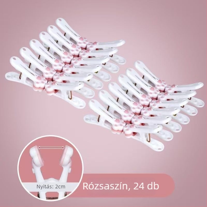 Ruhaszárító klipek — macska mancsi dizájn, műanyag, szélálló, nyom nélkül, többfunkciós