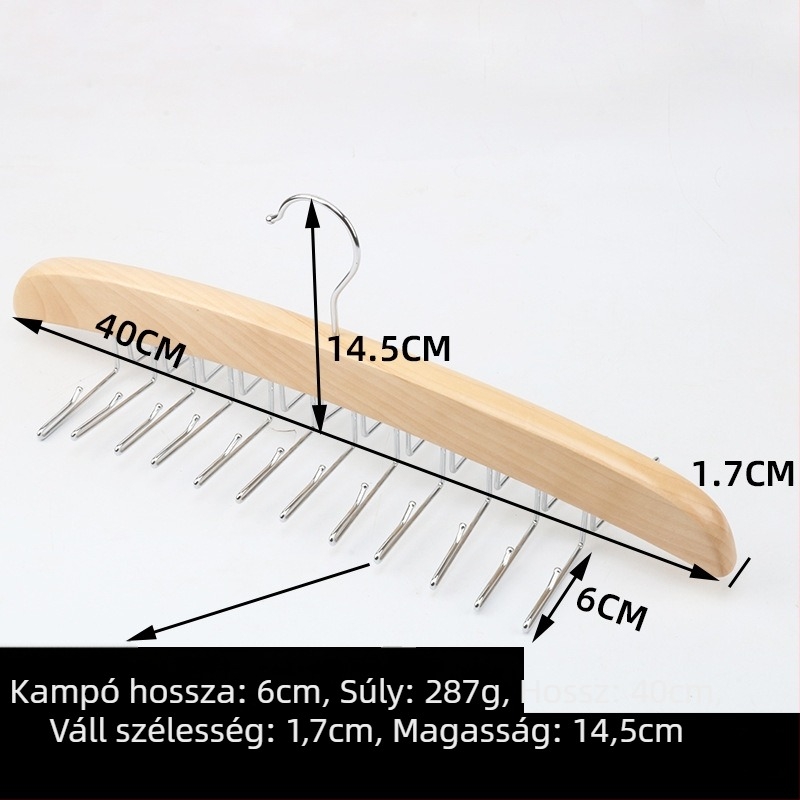 Fából készült, többfunkciós tároló és ruhaakasztó, nyom nélkül