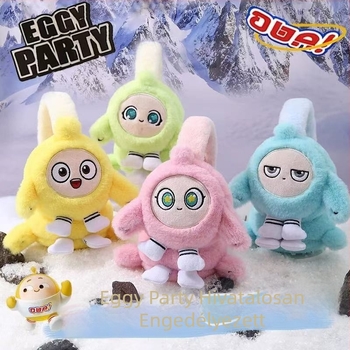 Eggman Party Gyerekeknek szóló téli plüss fülmelegítő, összecsukható rajzfilm-stílusban