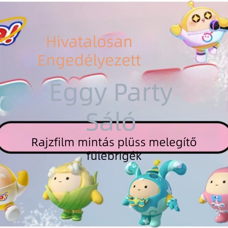 Eggman Party Gyerekeknek szóló téli plüss fülmelegítő, összecsukható rajzfilm-stílusban
