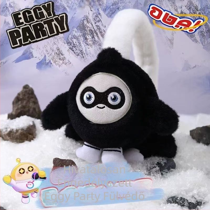 Eggman Party Gyerekeknek szóló téli plüss fülmelegítő, összecsukható rajzfilm-stílusban