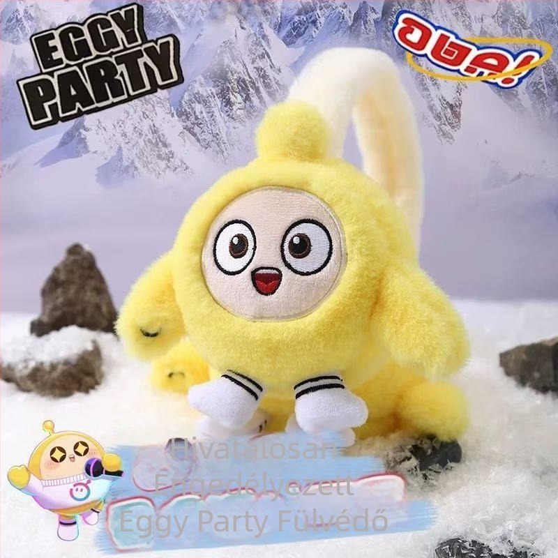 Eggman Party Gyerekeknek szóló téli plüss fülmelegítő, összecsukható rajzfilm-stílusban
