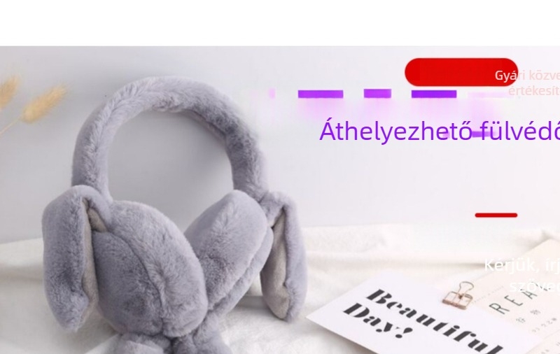 Zhenwei plüss fülvédő nyuszifüllel nőknek – téli meleg, egyszínű