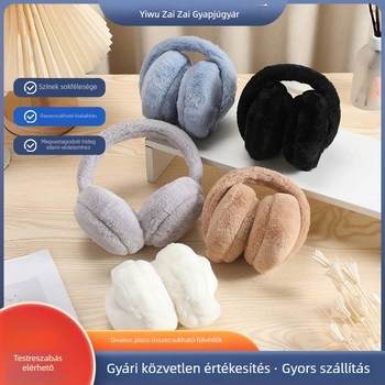 Téli prémes fülvédők, szélvédettek, összecsukható, fejhallgató-stílusú, uniszex felnőttek, poliészter