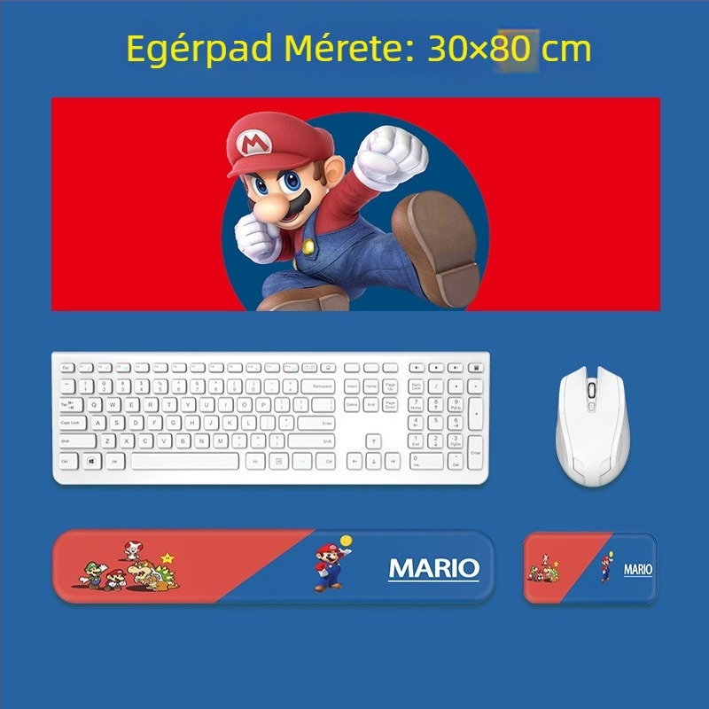 Billentyűzet- és egércsukló alátámasztó párna — szilikon memóriahab, kétoldalas rajzfilm téma, csúszásmentes, kopásálló, könnyen tisztítható