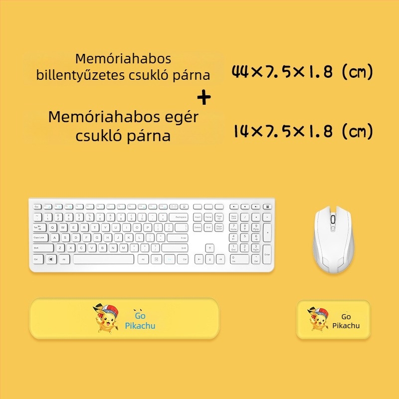 Billentyűzet- és egércsukló alátámasztó párna — szilikon memóriahab, kétoldalas rajzfilm téma, csúszásmentes, kopásálló, könnyen tisztítható