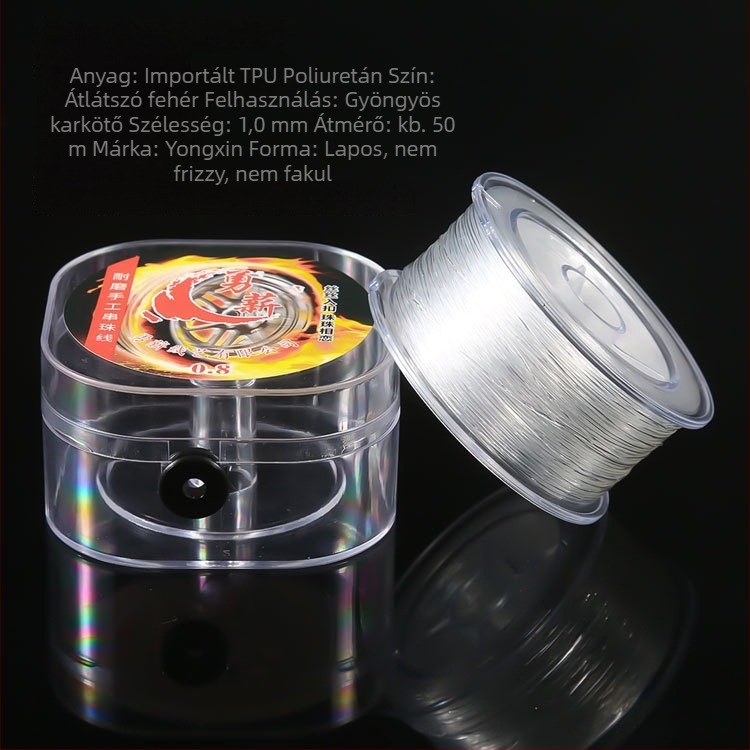 Rugalmas gyöngyfűző zsinór, sík, átlátszó TPU anyagból, Courage márka, huzalszerű gyöngyfűzés típus, 2024 nyári kiadás