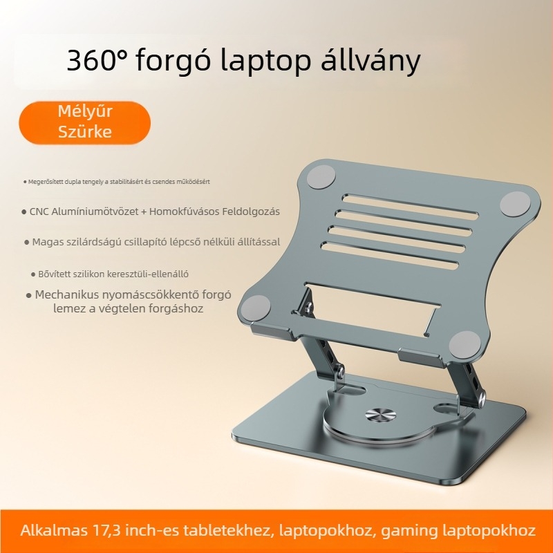 Laptop állvány ötvözött acélból, modell J29, márka Into the deer, laptopokhoz, tömege 1680 g