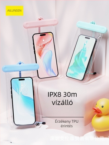 Érintőképernyős vízálló telefon tok, 8-as szintű vízállóság, kültéri úszáshoz, búvárkodáshoz és alámerüléses fotózáshoz, hordozható