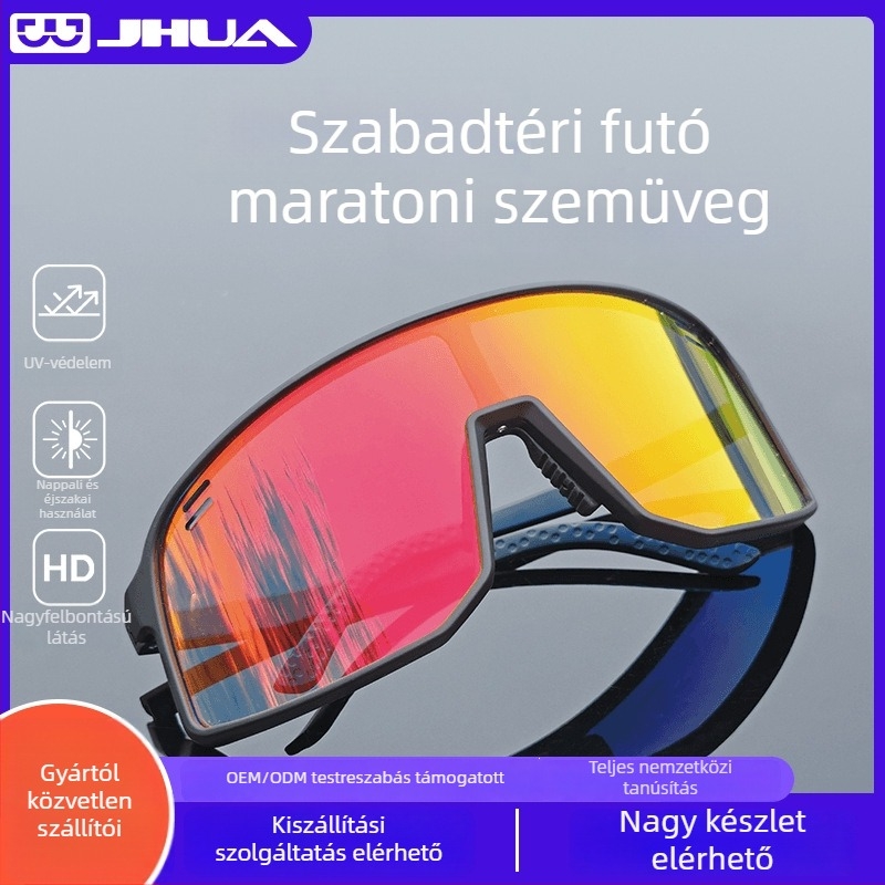 Fotohromos kerékpáros szemüveg, nappal és éjszaka használható, szélálló, teljes keret, cserélhető lencsék