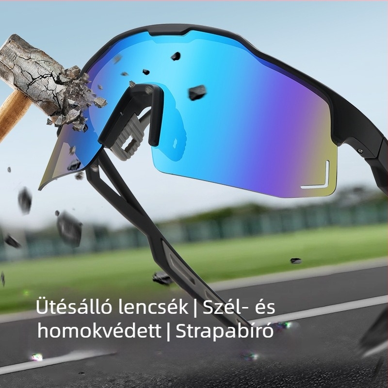 Kerékpáros szemüveg 9346 modell, cserélhető lencsékkel, szélvédett, UV védelem