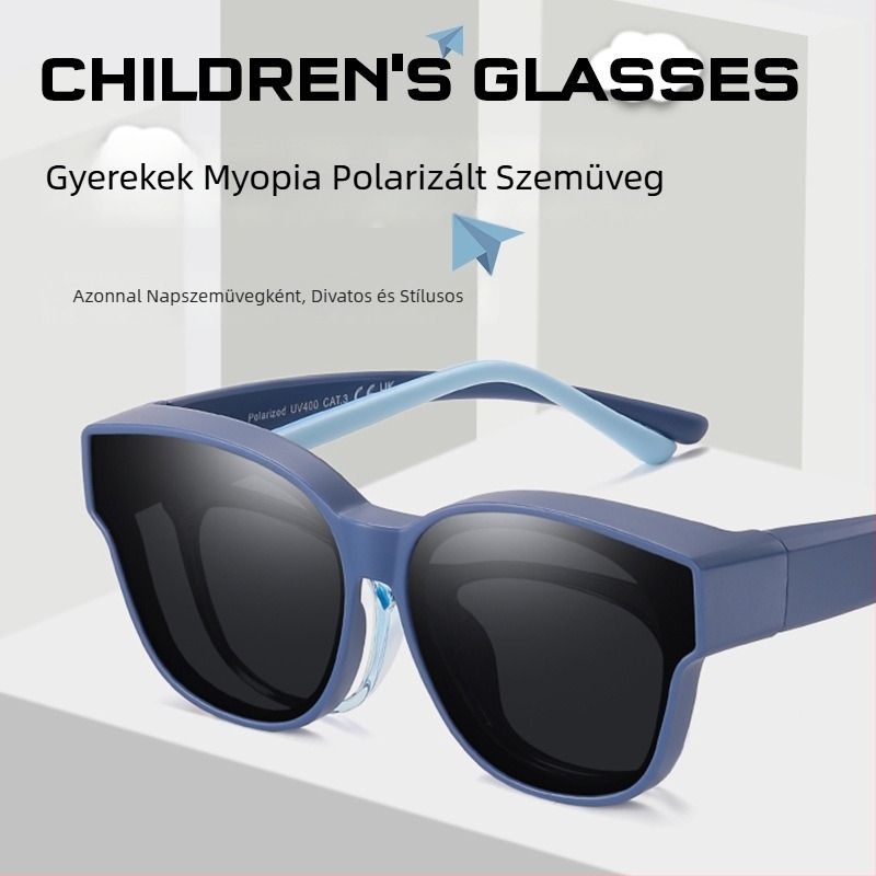 Gyerekeknek szóló myopia szemüveg polarizált UV400 TAC lencsékkel, TR90 keret, teljes keret