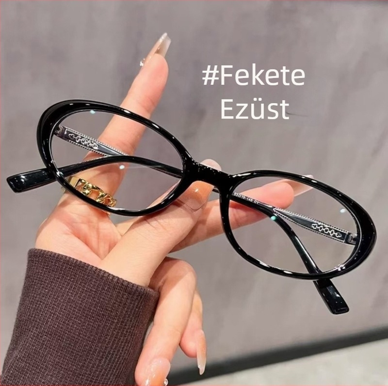 5002-es modell anti-kék fény olvasó szemüveg, ovális keret, HD lencsék felnőtteknek