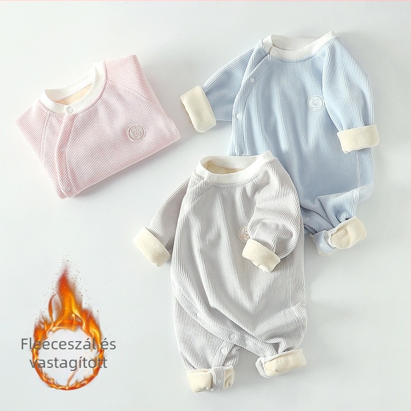 Csecsemő corduroy overál fleece béléssel, hosszú ujjú, kapucni nélküli, 94% poliészter