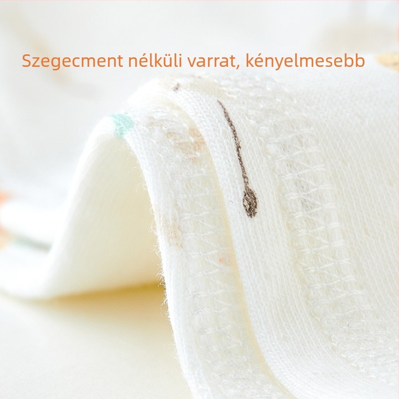 Újszülött pamut overall, hosszú ujjú, uniszex, koreai stílusú, diagonális zárású, tavasz–őszre