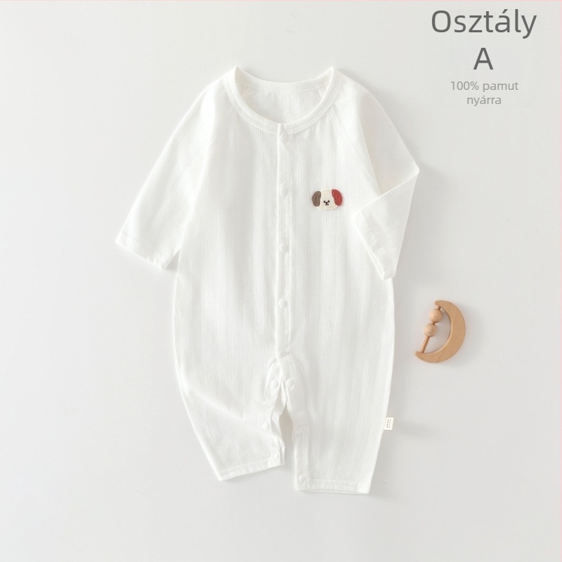 Újszülött uniszex hosszú ujjú pamut romper, 100% pamut, vékony anyag