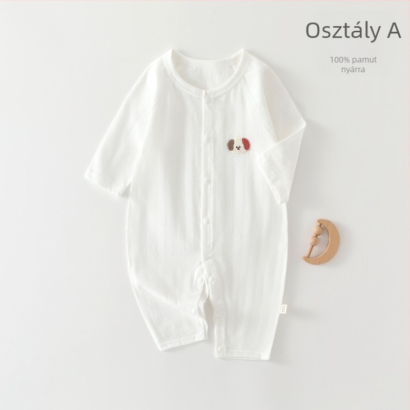 Újszülött uniszex hosszú ujjú pamut romper, 100% pamut, vékony anyag