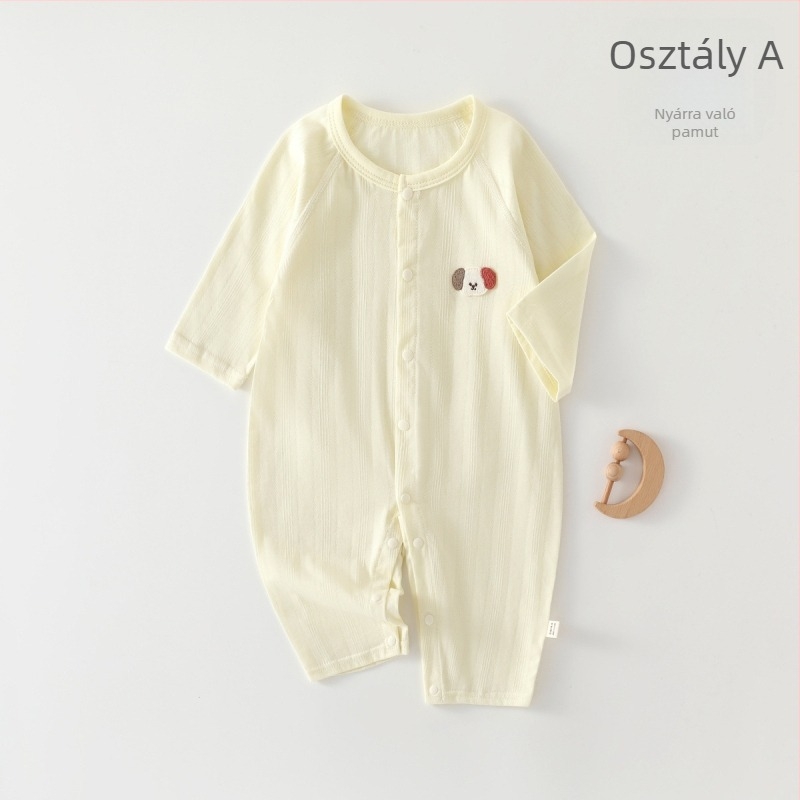 Újszülött uniszex hosszú ujjú pamut romper, 100% pamut, vékony anyag