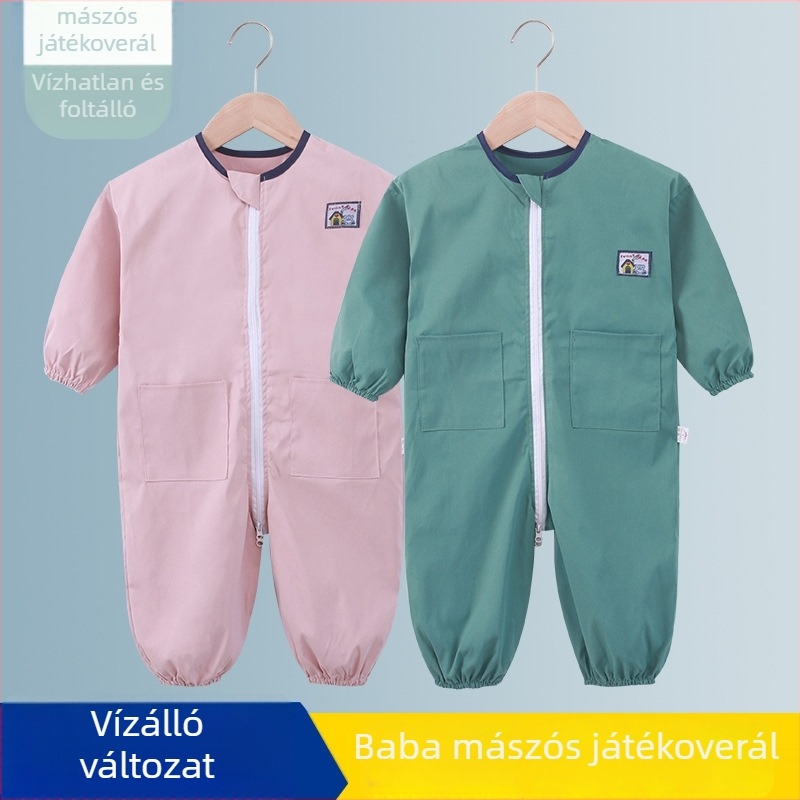 Gyerekeknek vízálló egy darabos overál hosszú ujjú, semleges nemű, 90% poliészter anyag