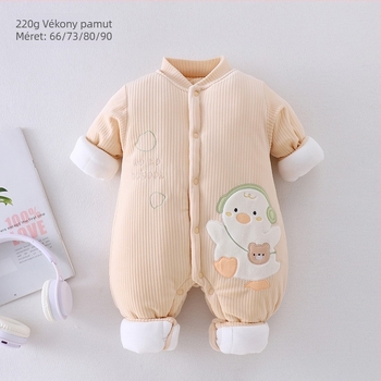 Uniszex bébi téli overál fleece béléssel, 220 g, vastag, 0–12 hónap